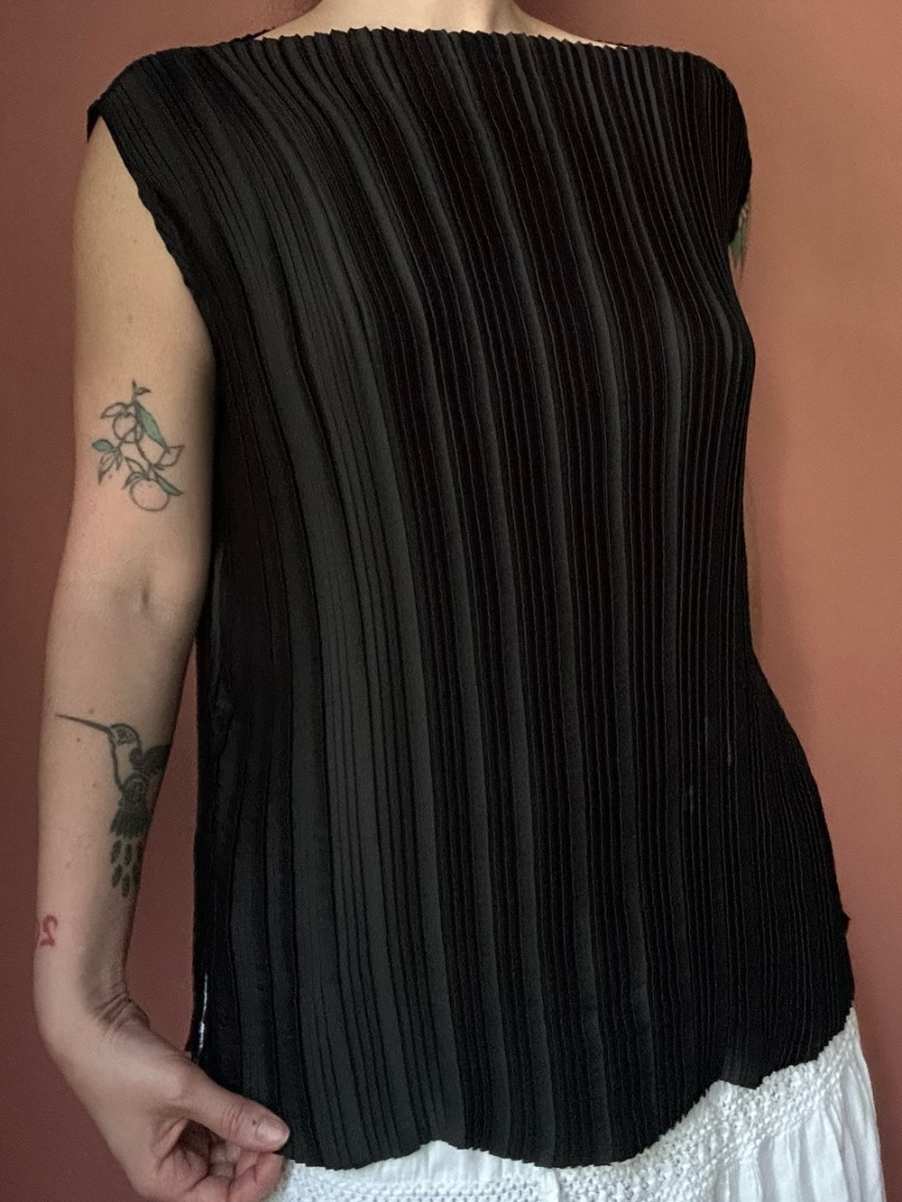 Zara Black Pleated Sleeveless Top